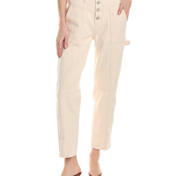 Blank NYC Free People Women’s 27 Cream High Rise Button Fly Tapered Jeans NWT - Picture 1 of 9